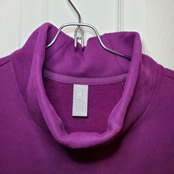 ATHLETA GIRL “Inner Strength” Funnel Neck Sweatshirt Purple Sz 10 - Picture 2 of 8